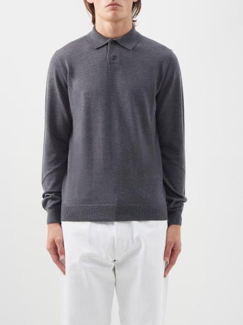 A.p.c. - Jerry Merino Long-sleeved Polo Top - Mens - Grey