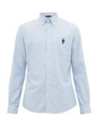 Matchesfashion.com Polo Ralph Lauren - Polo Bear Embroidered Cotton Oxford Shirt - Mens - Blue