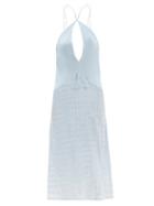 Maximilian - Indigo Silk-devor Crepe De Chine Dress - Womens - Blue