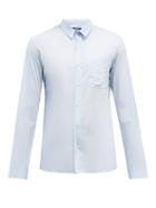 Mens Rtw Balmain - Logo-embroidered Cotton Shirt - Mens - Blue