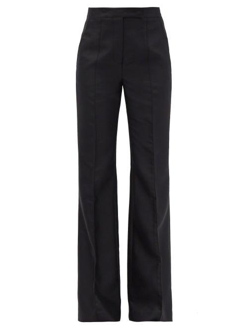 Matchesfashion.com Gabriela Hearst - Leda High-rise Flared-leg Wool-blend Trousers - Womens - Black