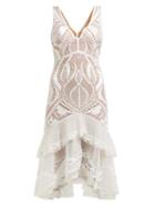 Matchesfashion.com Jonathan Simkhai - Guipure Appliqu V Neck Dress - Womens - White