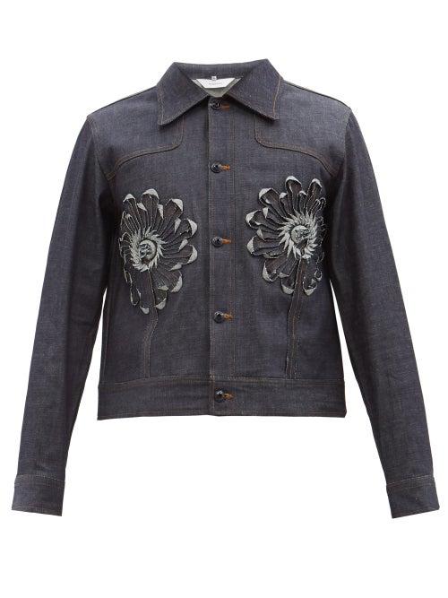 Sasquatchfabrix. - Flower-appliqu Denim Jacket - Mens - Navy