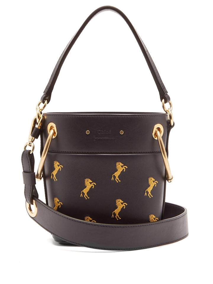 Chloé Roy Little Horse-embroidered Mini Bucket Bag