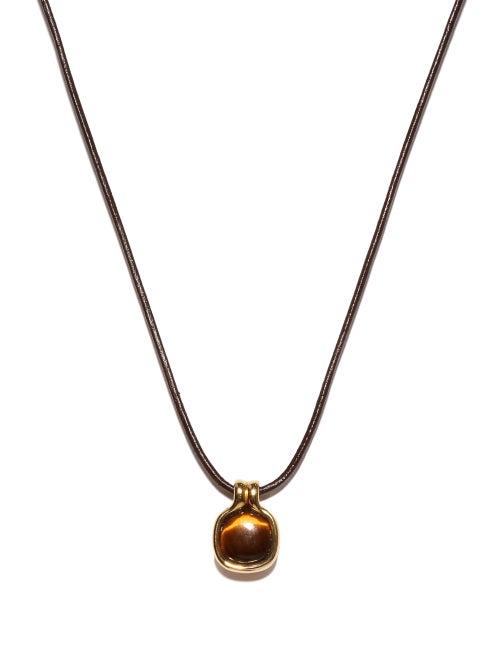 Matchesfashion.com Fernando Jorge - Cushioned Tiger's Eye & 18kt Gold Pendant Necklace - Mens - Yellow Gold