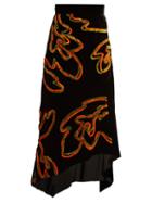 Matchesfashion.com Peter Pilotto - Floral Chenille Asymmetric Velvet Skirt - Womens - Black Print