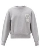 Matchesfashion.com Ami - Ami De Caur-appliqu Cotton Sweatshirt - Mens - Grey