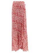 Matchesfashion.com Adriana Degreas - Baccio Lip Print Midi Wrap Skirt - Womens - Red White