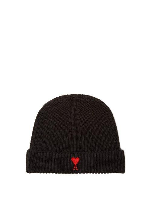 Matchesfashion.com Ami - Ami De Coeur Embroidered Beanie Hat - Mens - Black