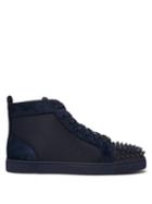 Matchesfashion.com Christian Louboutin - Louis Spike-embellished High-top Suede Trainers - Mens - Navy