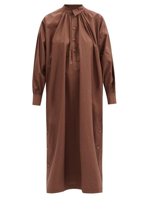 Toogood - The Shepherd Gathered Cotton-poplin Dress - Womens - Brown
