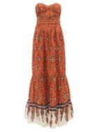 Johanna Ortiz - Moroccan Ballad Paisley-print Cotton Dress - Womens - Orange Print