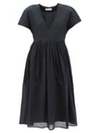 Merlette - Zeeland Crochet-trim Cotton-voile Midi Dress - Womens - Black