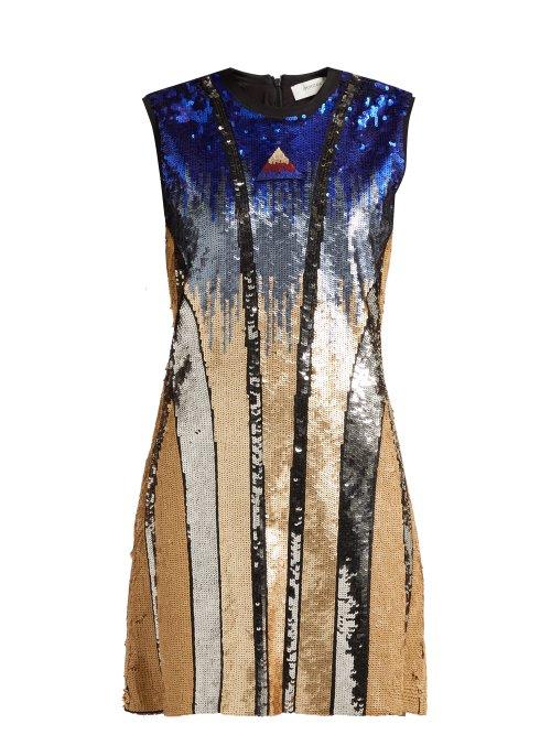 Matchesfashion.com Sportmax - Ghiera Sequin Embellished Mini Dress - Womens - Blue Multi