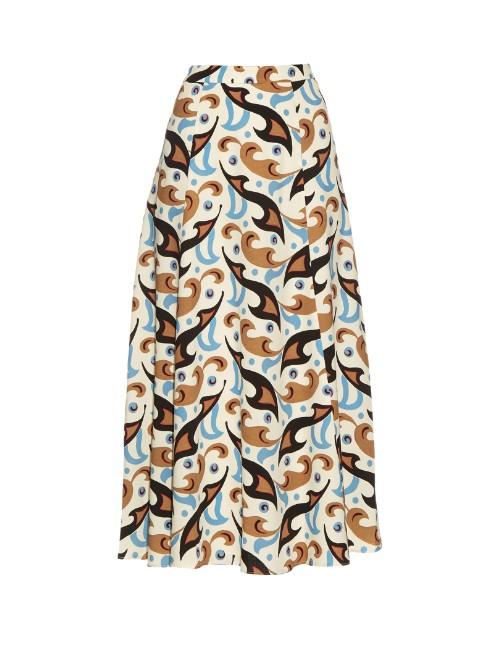 Etro Abstract Paisley-print Wool-crepe Skirt