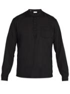Matchesfashion.com Saint Laurent - Band Collar Wool Shirt - Mens - Black