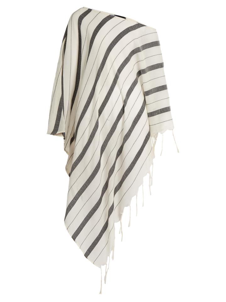 Su Samana Striped-cotton Asymmetric Cover-up