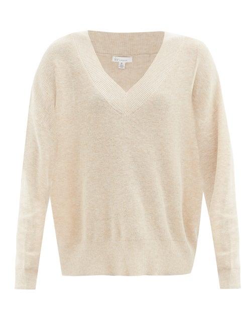 Ladies Lingerie Skin - Wakely V-neck Organic Cotton Blend Sweater - Womens - Light Beige