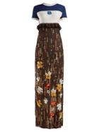 Matchesfashion.com Prada - Beaded Chiffon Gown - Womens - Brown Multi