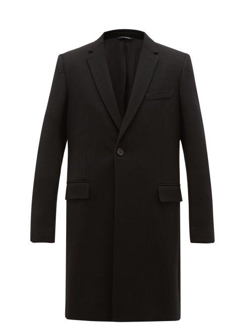Matchesfashion.com Dolce & Gabbana - Single Breasted Wool Blend Twill Overcoat - Mens - Black