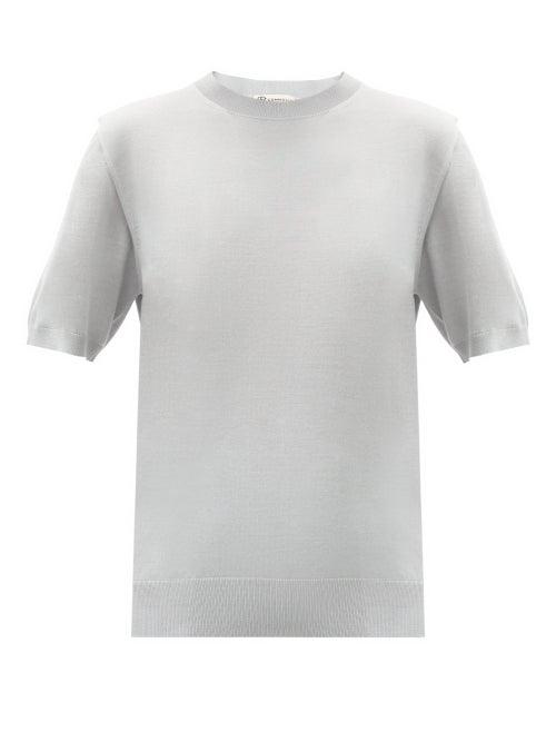 Matchesfashion.com Connolly - Cashmere-blend Short-sleeved Sweater - Womens - Light Grey