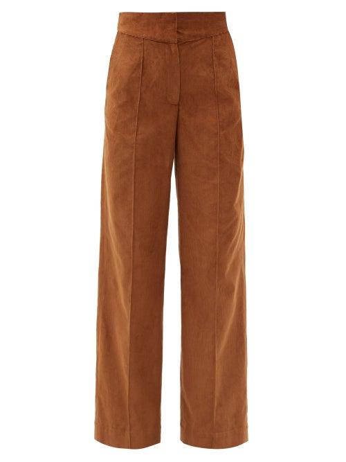 Matchesfashion.com Three Graces London - Jude Wide-leg Fine-corduroy Trousers - Womens - Brown