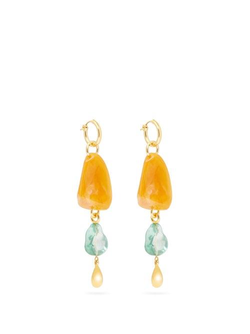 Matchesfashion.com Lizzie Fortunato - Waterfall Gold-plated Brass And Acrylic Earrings - Womens - Orange
