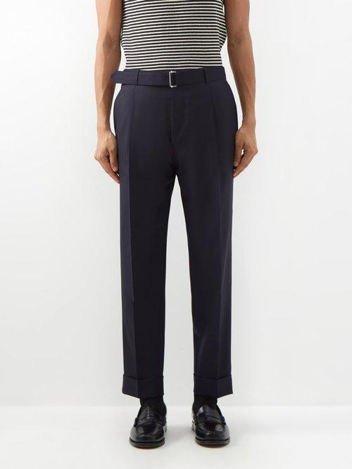 Officine Gnrale - Hugo Belted Wool Trousers - Mens - Navy