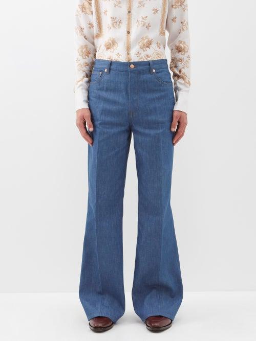 73 London - High-rise Flared-leg Jeans - Mens - Blue