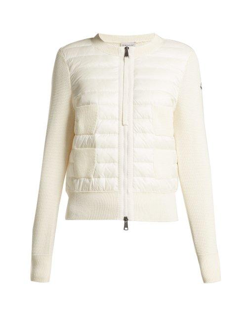 Matchesfashion.com Moncler - Wool And Quilted Shell Jacket - Womens - White