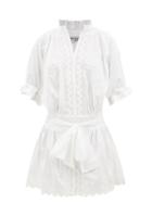 Ladies Beachwear Juliet Dunn - Ric Rac-trimmed Cotton Mini Shirt Dress - Womens - White