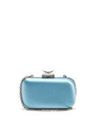 Matchesfashion.com Alexander Mcqueen - Butterfly Crystal Embellished Satin Clutch - Womens - Light Blue