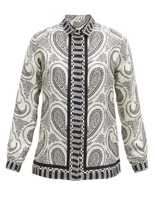Matchesfashion.com Etro - Paisley-print Silk-twill Shirt - Womens - Black White