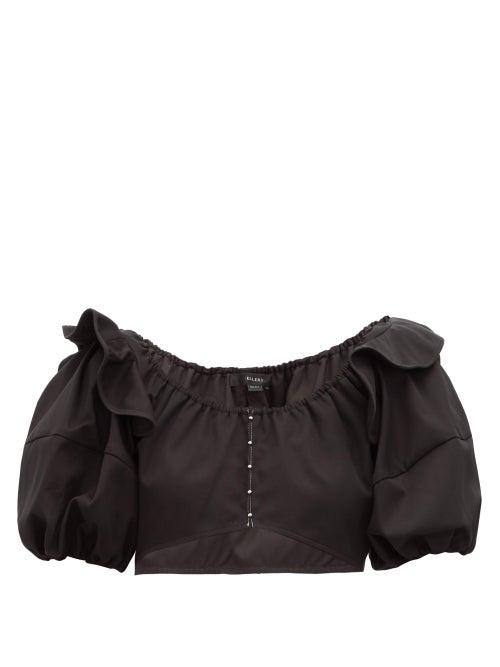 Matchesfashion.com Ellery - Hilaria Puff Sleeve Cropped Cotton Top - Womens - Black