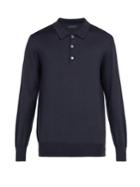 Thom Sweeney Long-sleeved Merino Wool Polo Shirt