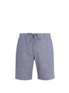 Matchesfashion.com Frescobol Carioca - Drawstring Waist Slim Leg Linen Blend Shorts - Mens - Blue