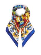 Dolce & Gabbana Tile-print Silk-twill Scarf