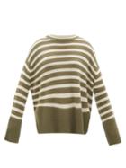 Allude - Striped Virgin Wool-blend Sweater - Womens - Khaki Stripe