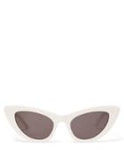 Matchesfashion.com Saint Laurent - Lily Cat Eye Acetate Sunglasses - Womens - Ivory