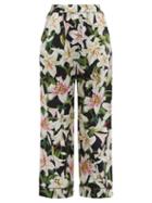 Matchesfashion.com Dolce & Gabbana - Lily Print High Rise Cotton Blend Pyjama Trousers - Womens - Black Print