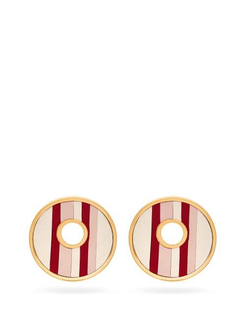 Matchesfashion.com Marni - Leather Insert Brass Earrings - Womens - Pink