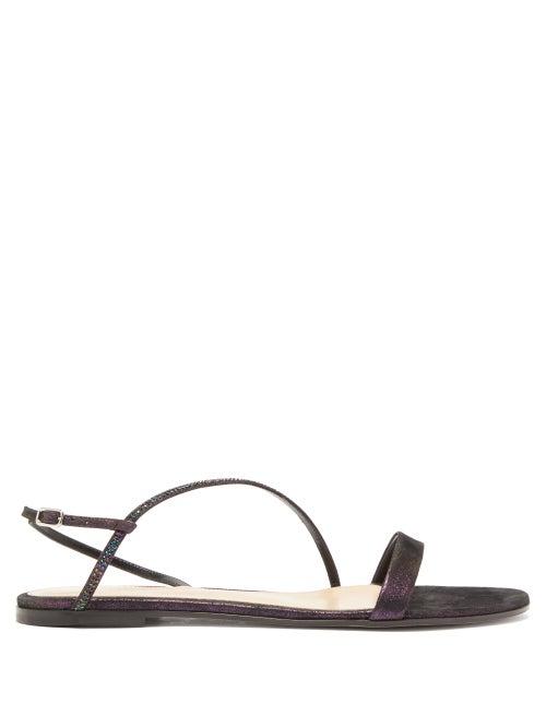 Matchesfashion.com Gianvito Rossi - Crystal-strap Metallic-suede Sandals - Womens - Black