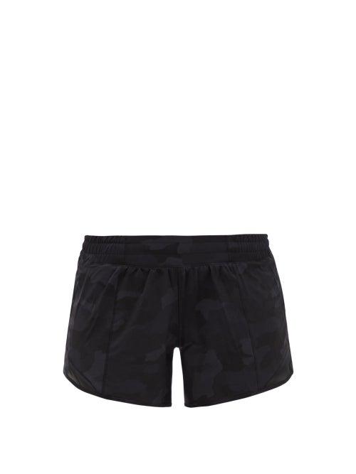 Ladies Activewear Lululemon - Hotty Hot Ii Camouflage 4 Running Shorts - Womens - Black Multi