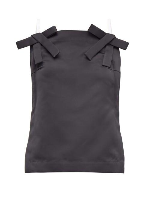 Matchesfashion.com No. 21 - Bow Strap Duchess Satin Top - Womens - Black