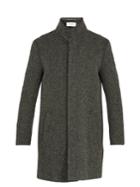 Saint Laurent Funnel-neck Wool-blend Herringbone Coat