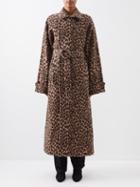 Raey - Oversized Belted Leopard Jacquard Wool Coat - Womens - Tan Multi
