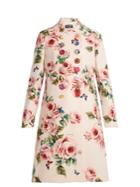 Dolce & Gabbana Rose-print Double-breasted Wool-blend Coat