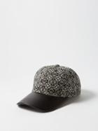 Loewe - Anagram-jacquard Leather-peak Baseball Cap - Womens - Navy Black