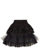 Simone Rocha - Gather Tiers Ruffled Tulle Mini Skirt - Womens - Black