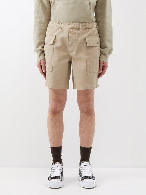 Sunflower - Elasticated-waist Cotton Cargo Shorts - Mens - Khaki